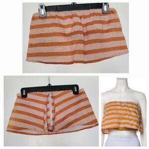 Posse‎ Australian Designer 100% Linen Summer Top Cropped Bandeau XS